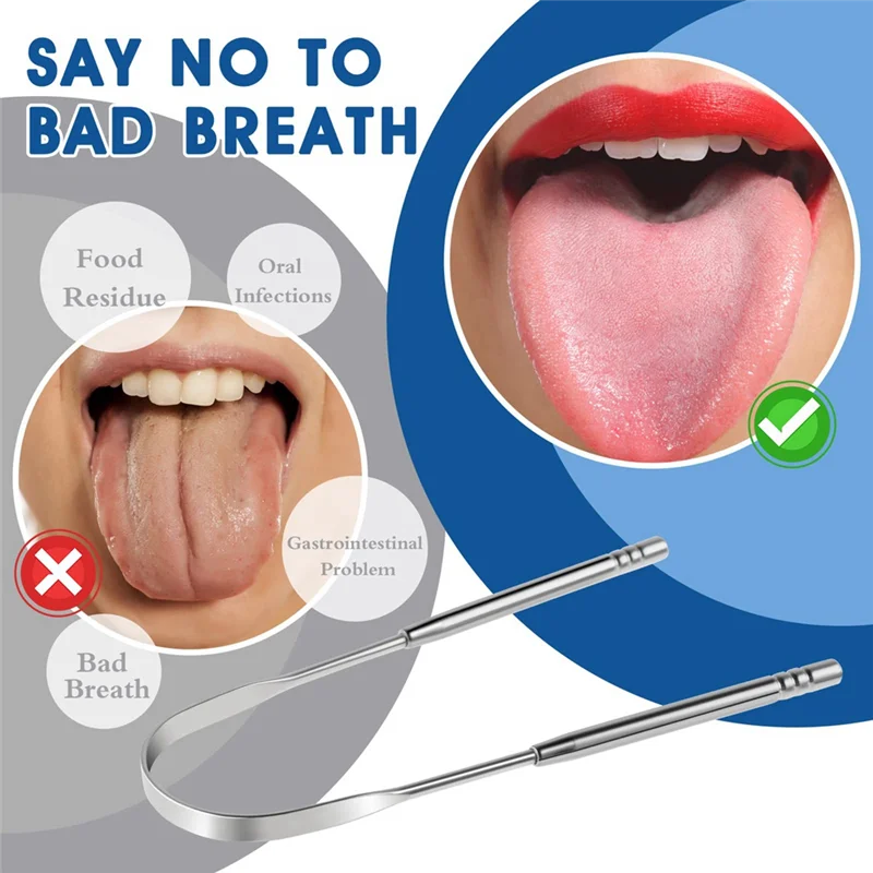 LITE-2 قطعة منظف اللسان، منظف اللسان المعدني، منظف اللسان للبالغين، أداة اللسان للعناية بالفم متينة