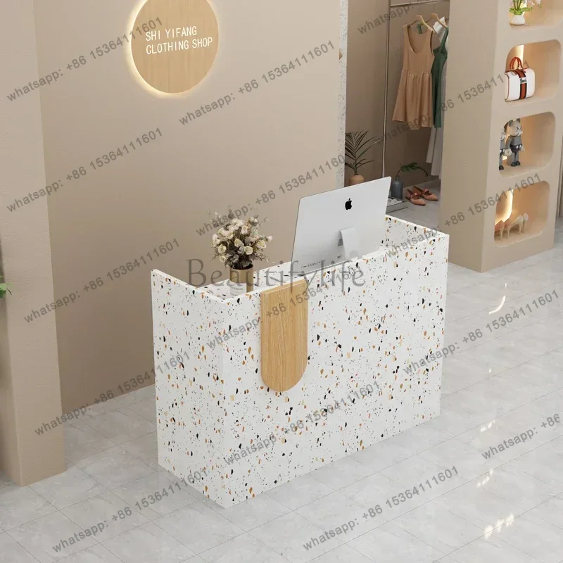 LJY White Office Reception Desks Minimalist Small Bar Design Nordic Reception Desks Front Beauty Mostrador Commercial Furniture