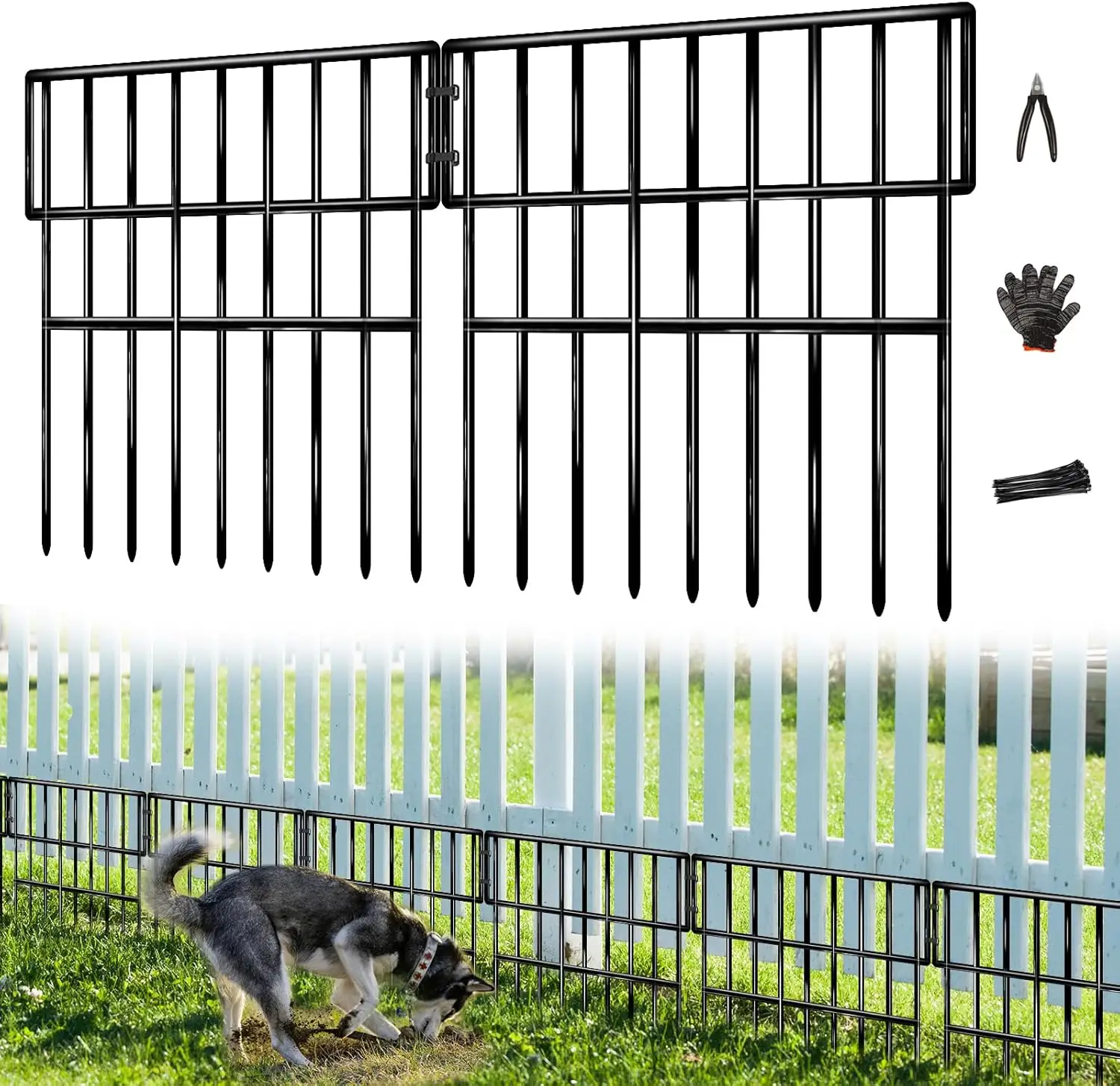 

Садовый забор из 35 панелей, 38 футов x 13 дюймов, не требующий копания, для собак и кроликов, из нержавеющей металлической проволоки