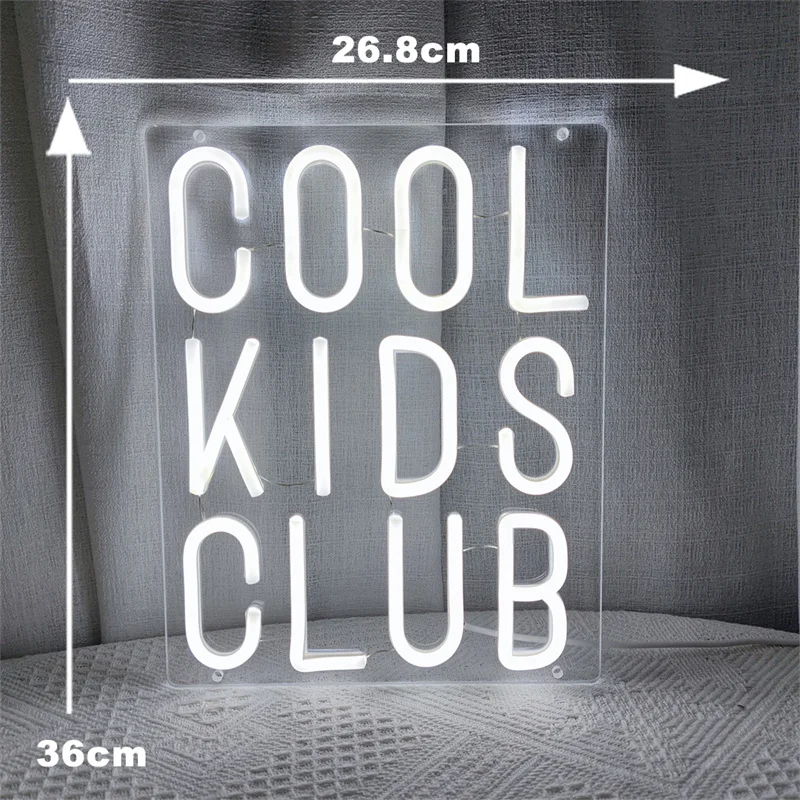 Cool Kids Club Neon LED Sign Handmade USB Neon Lights for Kids Bedroom Baby Nursery Room Playroom Wall LED Neon Decor Party Gift