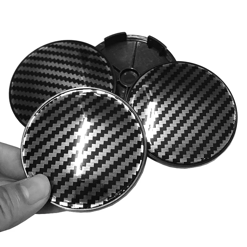 4Pcs 68mm(62mm) with 65mm 3D Carbon Fiber Veins Sticker Wheel Center Cap Rim Center Hub Cup Caps Cover Car Styling Accessories