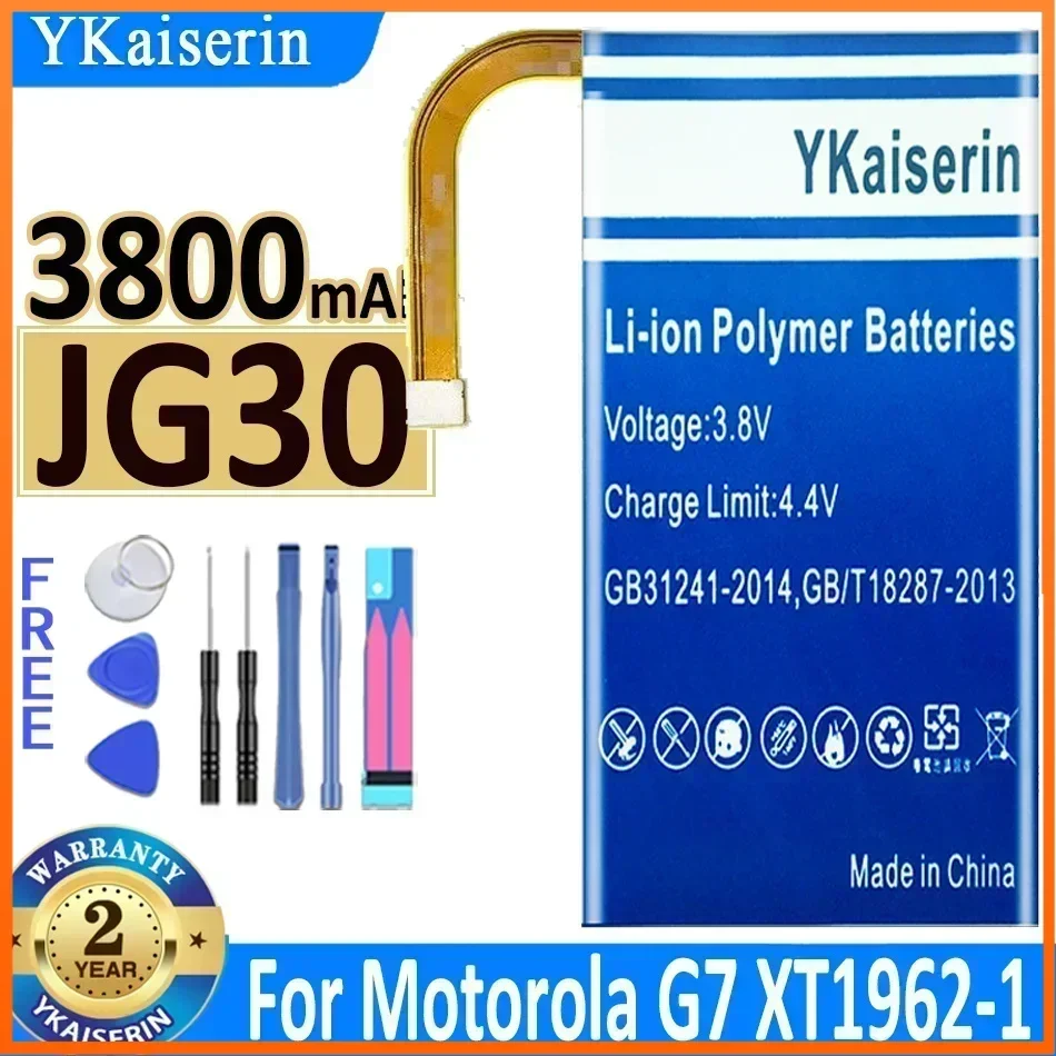 3800mAh YKaiserin  JG30 Battery for Motorola Moto J MotoJ G7 XT1962-1 Replacement Bateria Batterie Warranty 2 Years