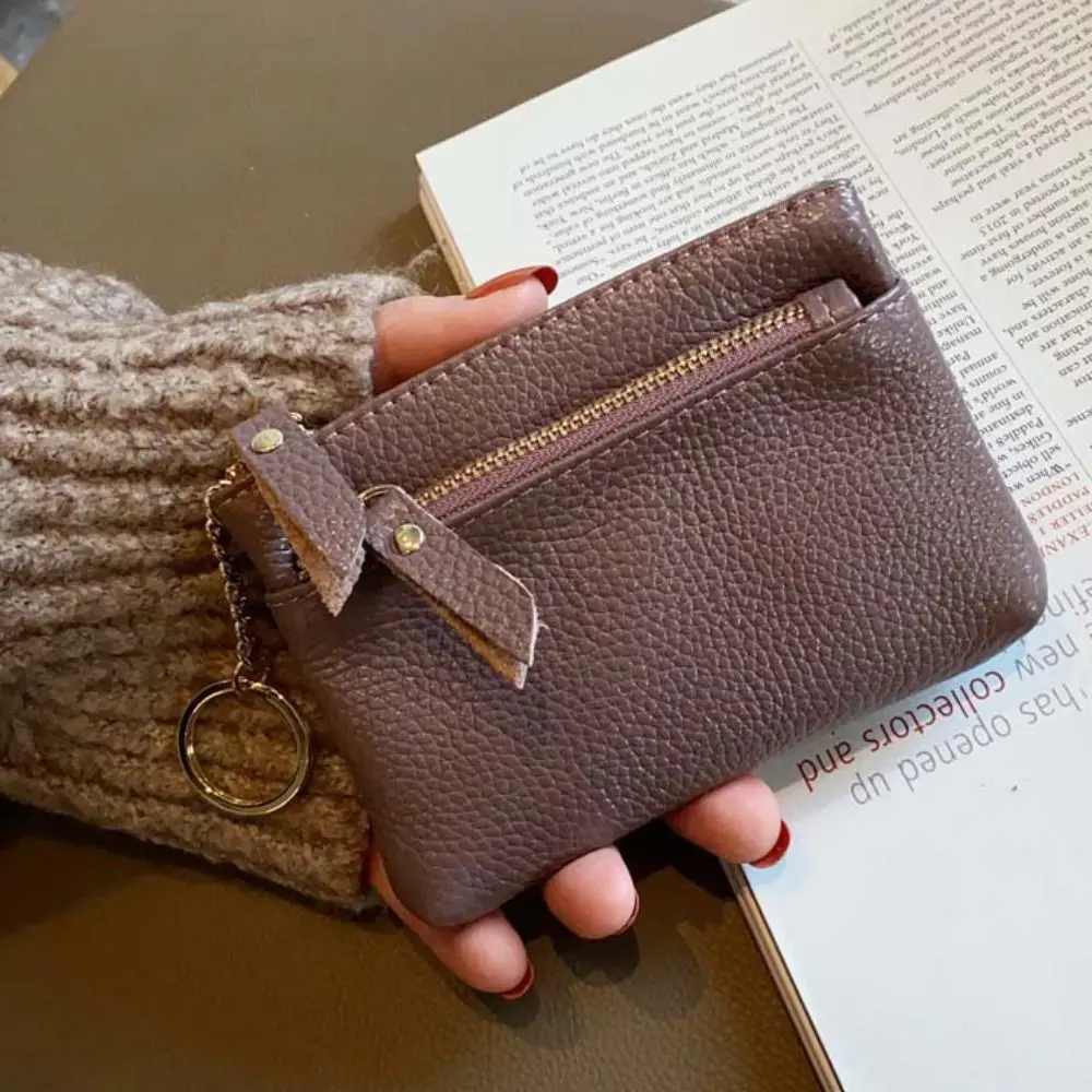 Multi Card Slots Women Short Wallet Zipper Multifunctional Small Cowhide Wallets Portable Solid Color Pu Coin Purse Party