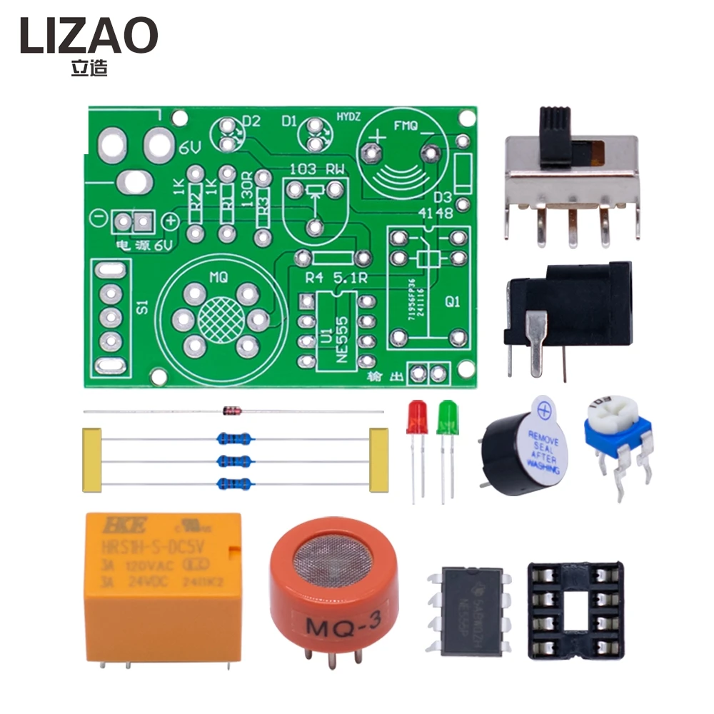 LIZAO MQ-3 Alcohol Sensor DIY Kit DUI Detection Soldering Assembly Student Electronic Practice Set