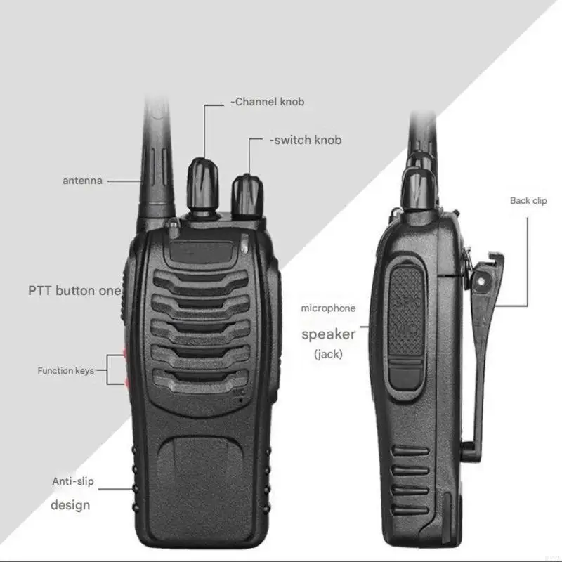 2 Set 16 Programmable Channel for 888S Two Way Radio 3.7W Output and 1500mAh Battery for Various Applications 