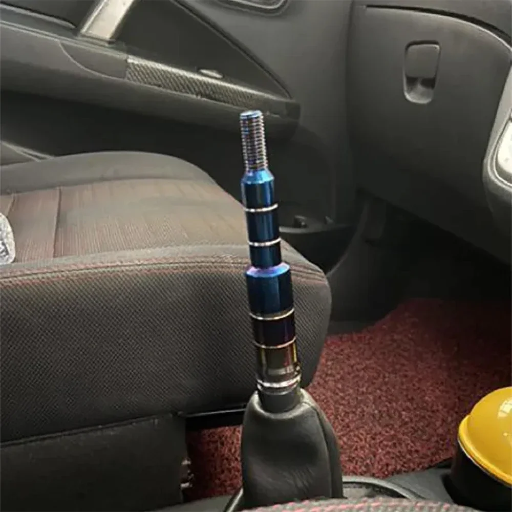 Universal Shift Gear Knob Baked Blue Extender Aluminum Auto Sport Racing Adjustable Height Shifter Lever Extension With Adapters