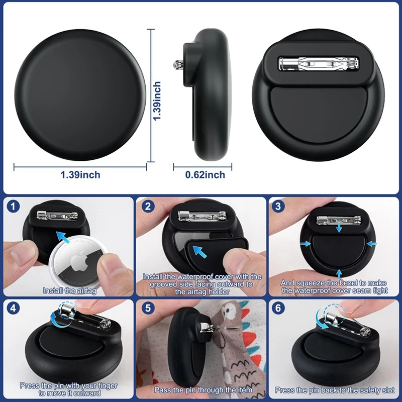 4 عبوات من حاملات Airtag المقاومة للماء مع دبوس غير مرئي، مضاد للفقدان، للأطفال وكبار السن والأمتعة والملابس وحقيبة الظهر