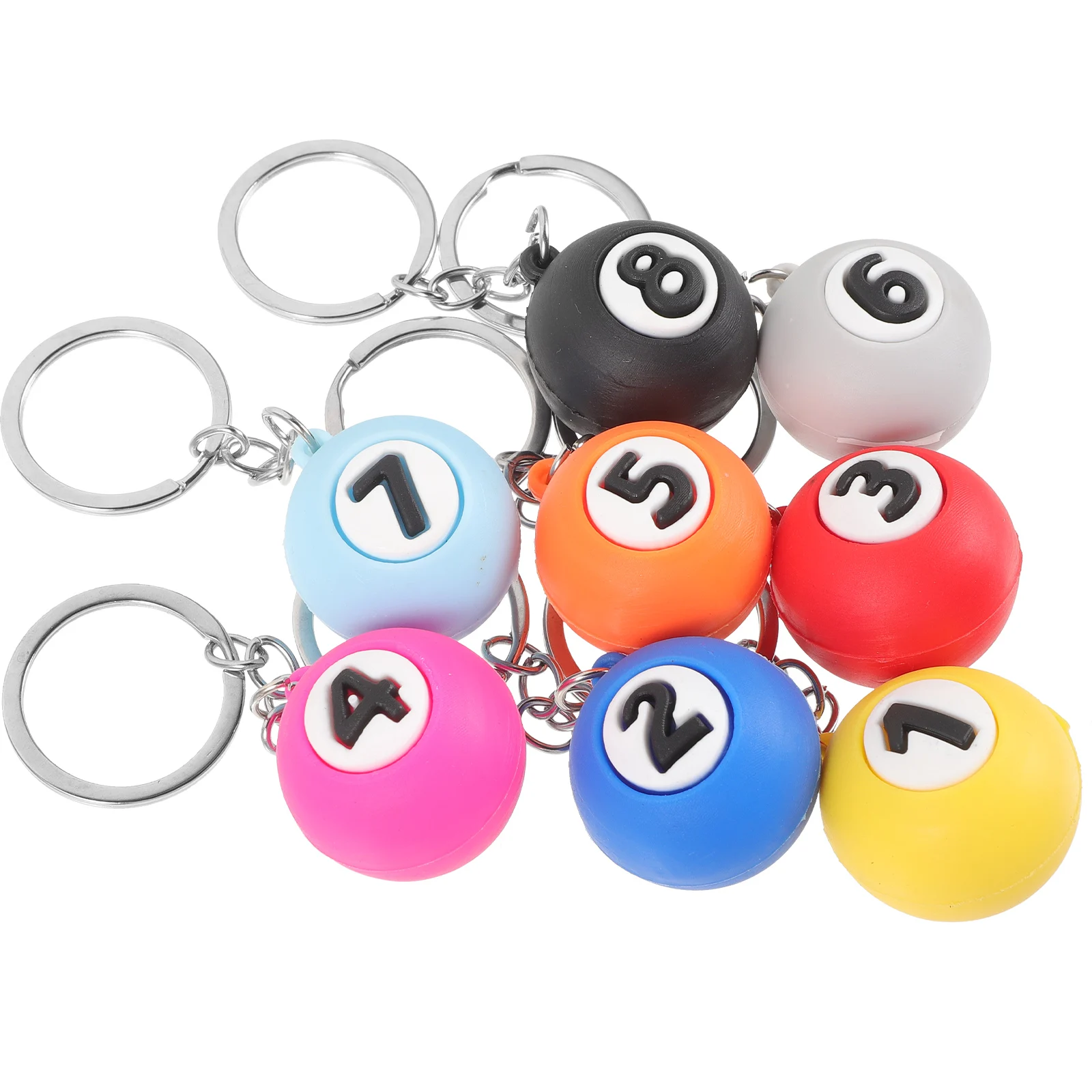 

8pcs Pool Ball Keychain Billiards Ball Pendant Keychains Bulk Hand Strap Resin Creative Decorative Lightweight Sturdy Team