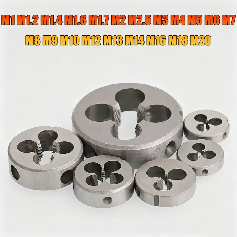 

Screw Thread Die M1 M1.2 M1.4 M1.6 M1.7 M2 M2.5 M3 M4 M5 M6 M7 M8 To M20 Right Hand for Metalworking Metric Die Hand Thread Tool