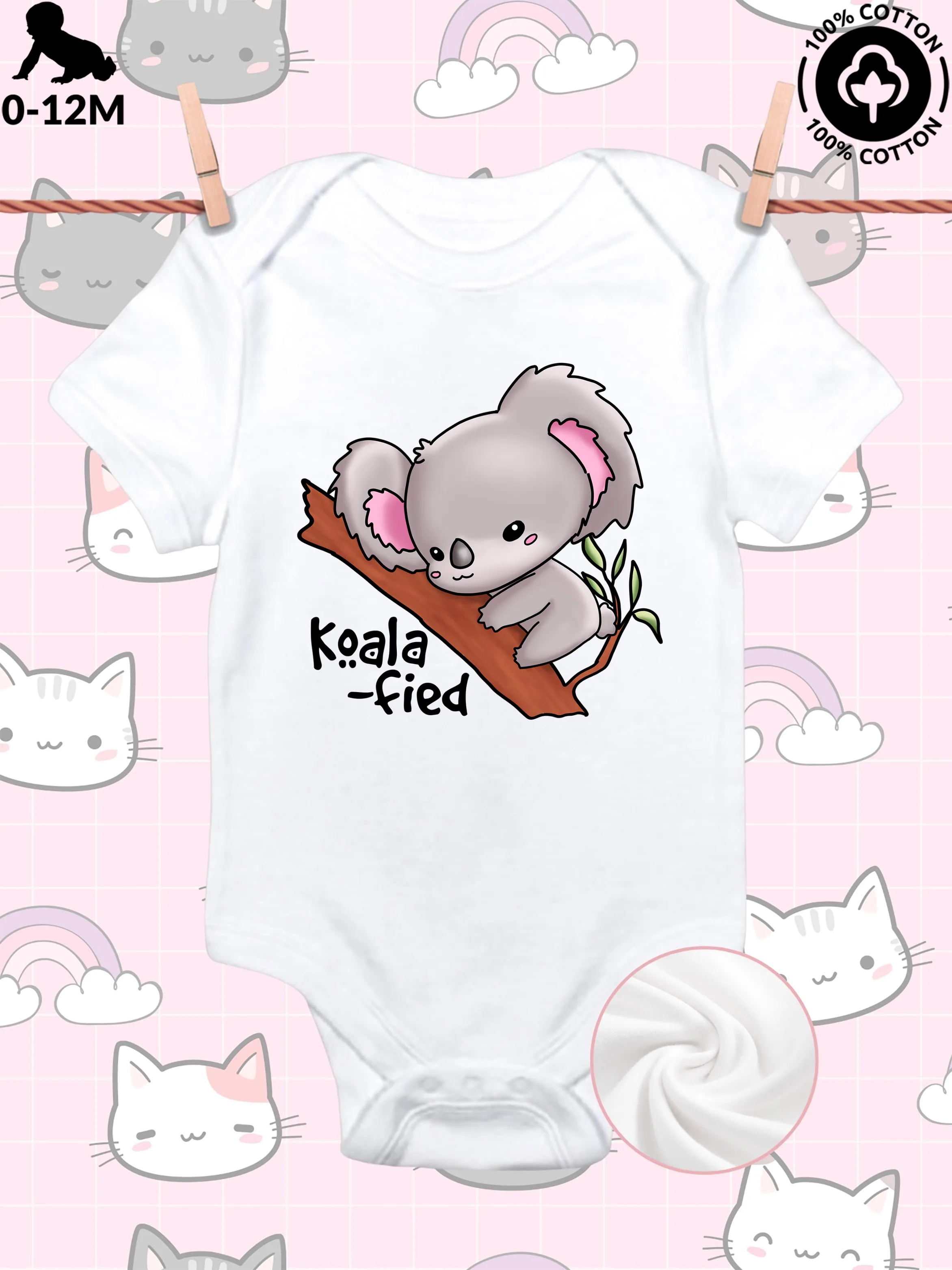 

Комбинезон для ползания для малышей унисекс «Коала на дереве», мягкий хлопковый боди, всесезонный, белый, 190 г/м²