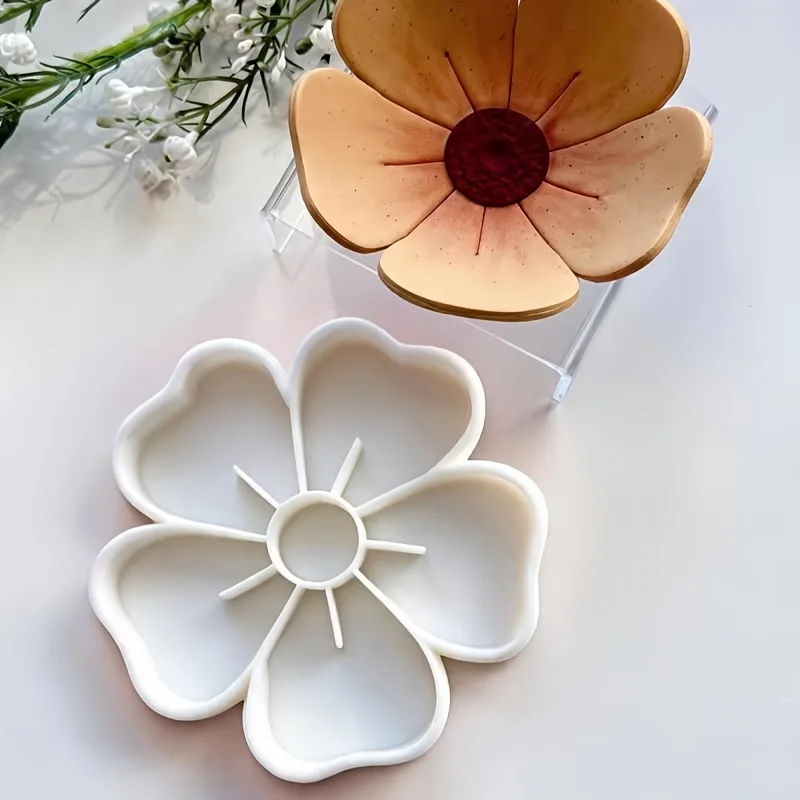 Cutter à pétale de coquelicot à cinq pétales, outil en céramique souple pour la création de boucles d'oreilles bohèmes DIY, moule à coquelicot craquelé pour la fabrication de bijoux