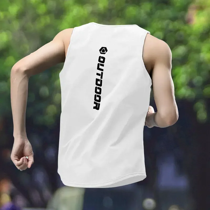 Men's Summer Ice Silk Running Tank Top - Quick Dry Sleeveless Athletic Shirt for Marathon & Gym - New Professional Workout Top