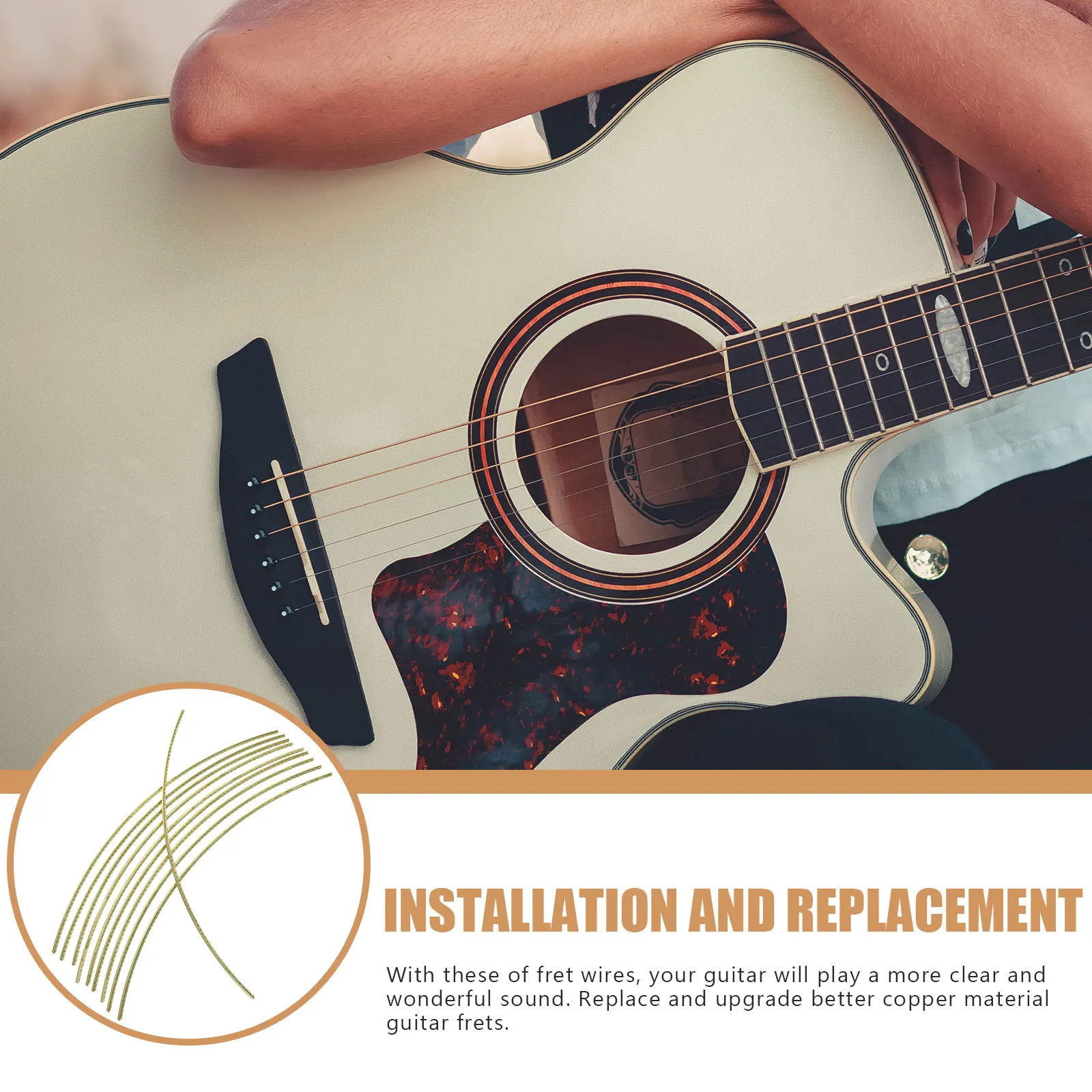 

10 Pcs Guitar Fret Tool Repair Kit Classical Wires Maintenance Accessories Electric Tools Golden Replacement