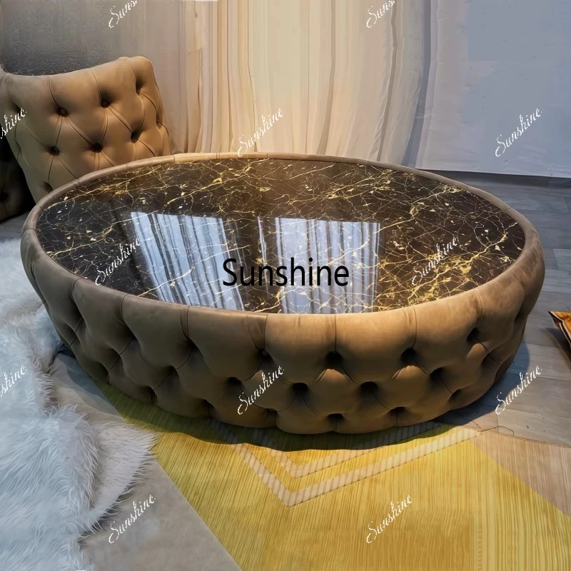 

Italian light luxury oval coffee table living room modern simple small apartment design combination