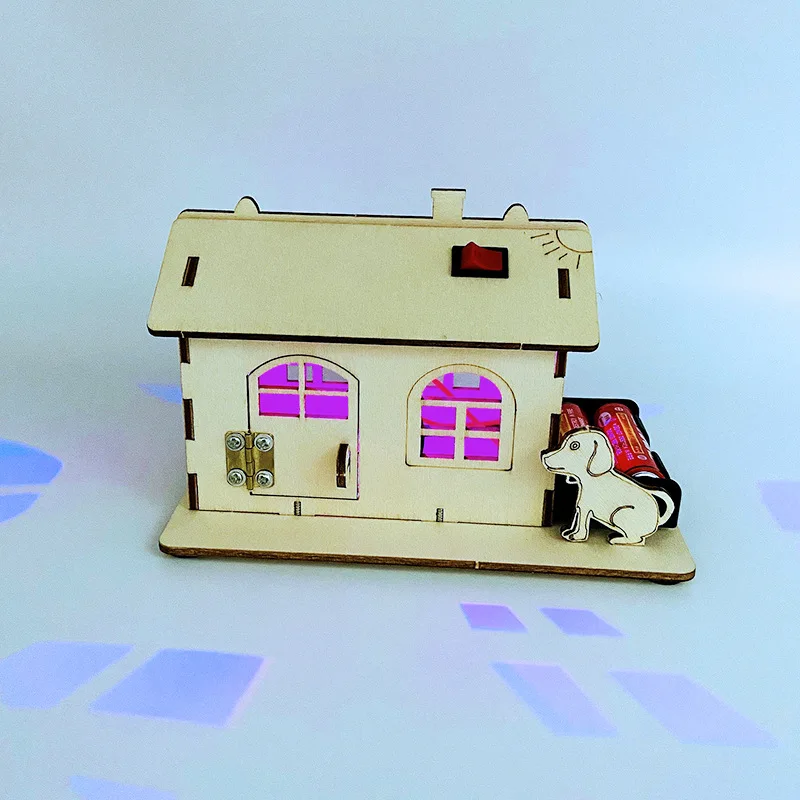 

Colorful Light Cabin Children Handmade DIY Technology Production House Model Plug-in Cabin Circuit Science Experiment Gifts