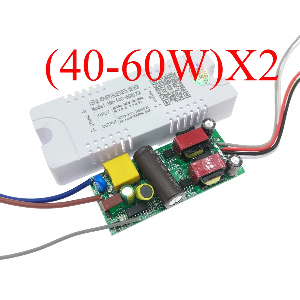 

Original 1pcs AC220V 2.4G Intelligent LED Driver (40-60W)X2 RF Remote APP Bluetooth Control 240mA DC150-210V Dimming Driver