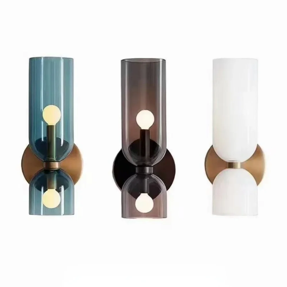 Modern Glass Wall Lamp With Up and Down Lighting Design Wall Lamp Living Bedroom Background Wall Staircase Corridor Decor Light
