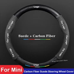 Car Suede Steering Wheel Cover For Mini One JCW Countryman Cooper F55 F56 R60 Cabrio WORKS R59 Accessories Carbon fiber