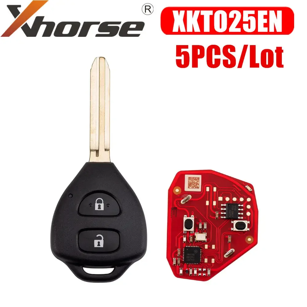 Xhorse XKTO25EN 2nd Generation Wire Remote Key For Toyota Style Flat 2 Buttons English Version 5PCS/Lot