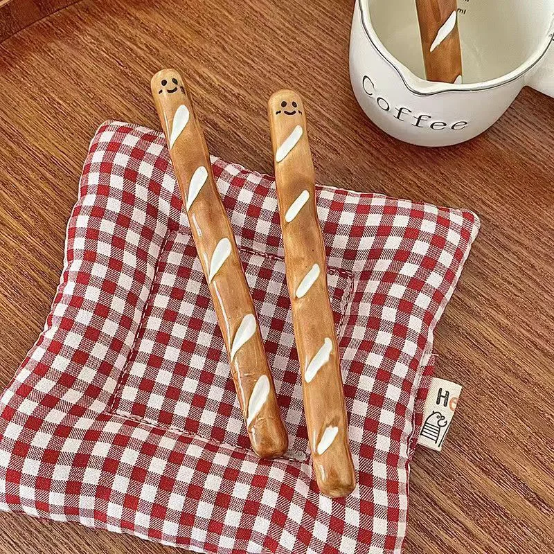 Cute Bread Shape Mixing Stick Cartoon Decoration Ceramics Stirring Rod Reusable Long Handle Bar Stir Sticks Coffee Mixer