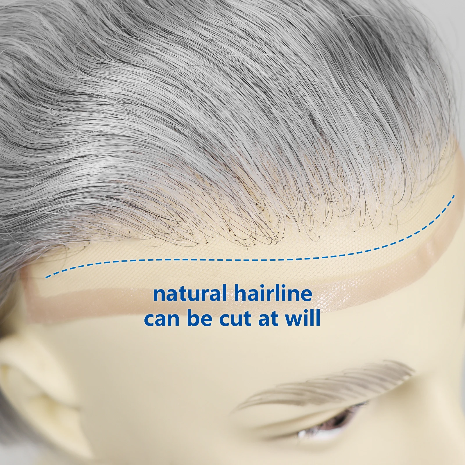 رمادي الرجال هيربيسي 1B80 الدانتيل الجبهة أحادية بولي Toupee الشعر المستعار 8X10 بوصة باروكة من شعر طبيعي نظرة الذكور استبدال الشعر الاصطناعي نظام