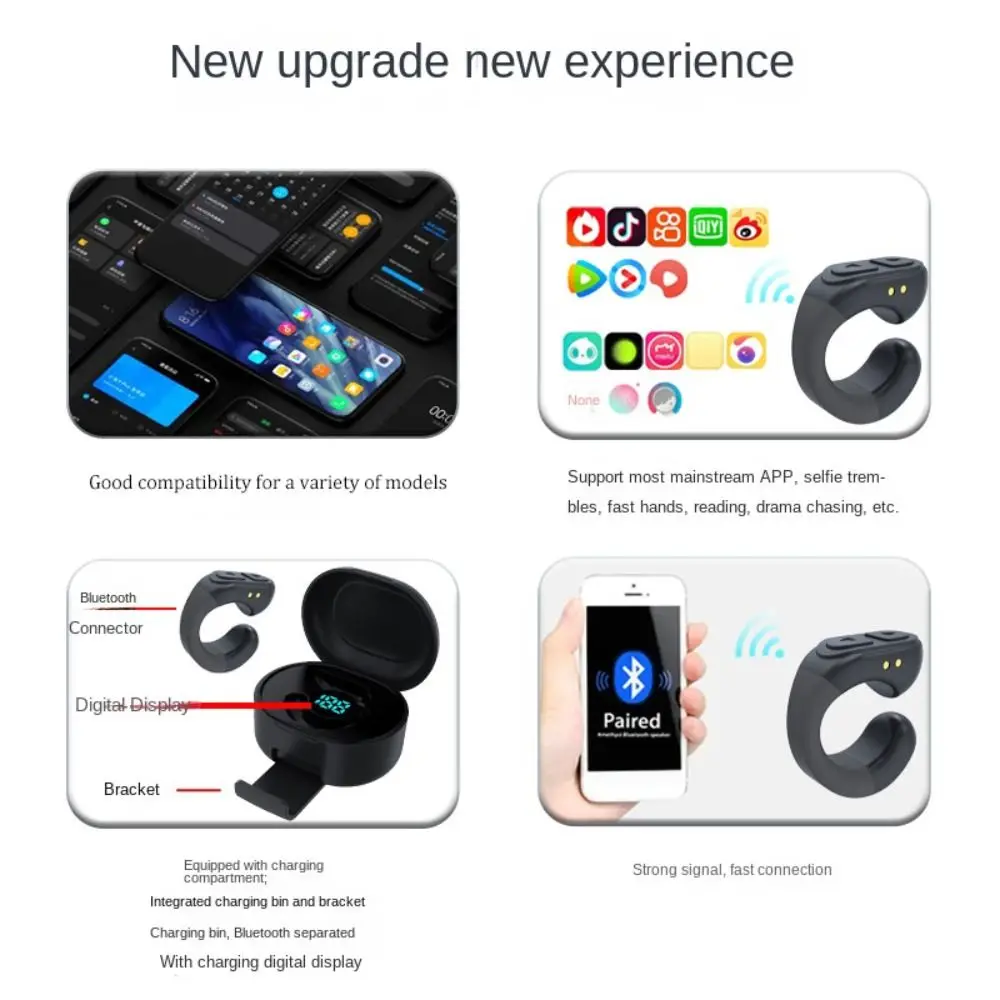 Wireless For Short Video Scrolling Ring Bluetooth-Compatible for IPhone Ipad Android Phone E-book Page Turner