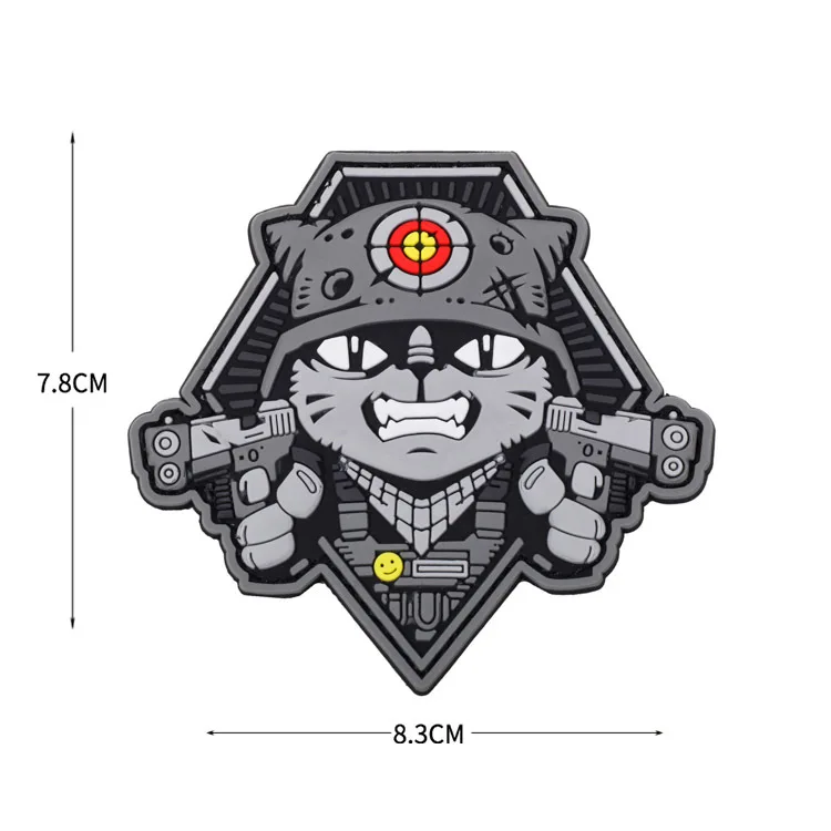 Tactical Cat PVC Soft Rubber Hook and Loop Patches Sniper Morale Badge Backpack Sticker Military Skull Armband