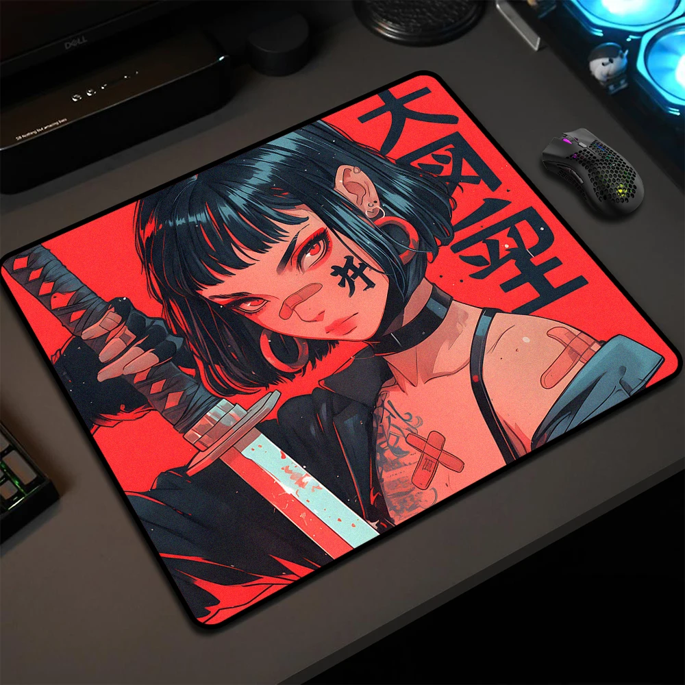 Premium Mouse Pad E-Sports Gaming Mousepad Samurai Balance Mouse Mat Non-Slip Laptop Desk Mat Ultrafine Surface Anime Desk Pad