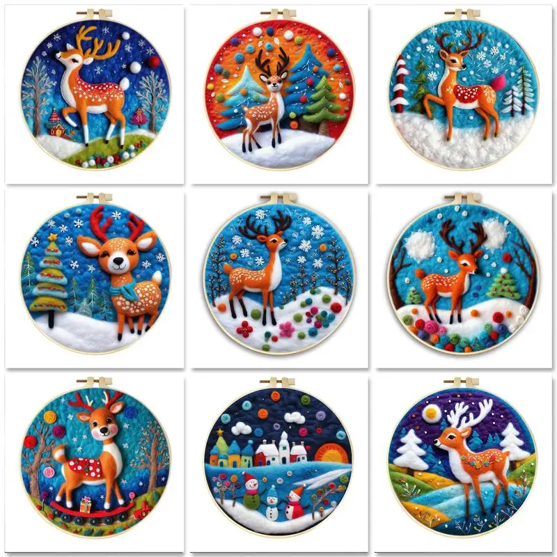 

GATYZTORY Funny Deer Animal Needle Felting Kit Wool Felting Handmade Felt Needle Set Accessories Craft Paintings Gift
