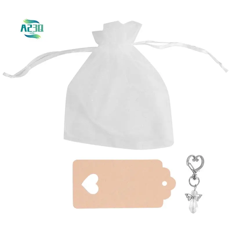 

A23Q-30 Pcs Angel Keychain Souvenir Wedding Gifts Baby Shower Favor Gifts Set With Tag Drawstring Candy Bag