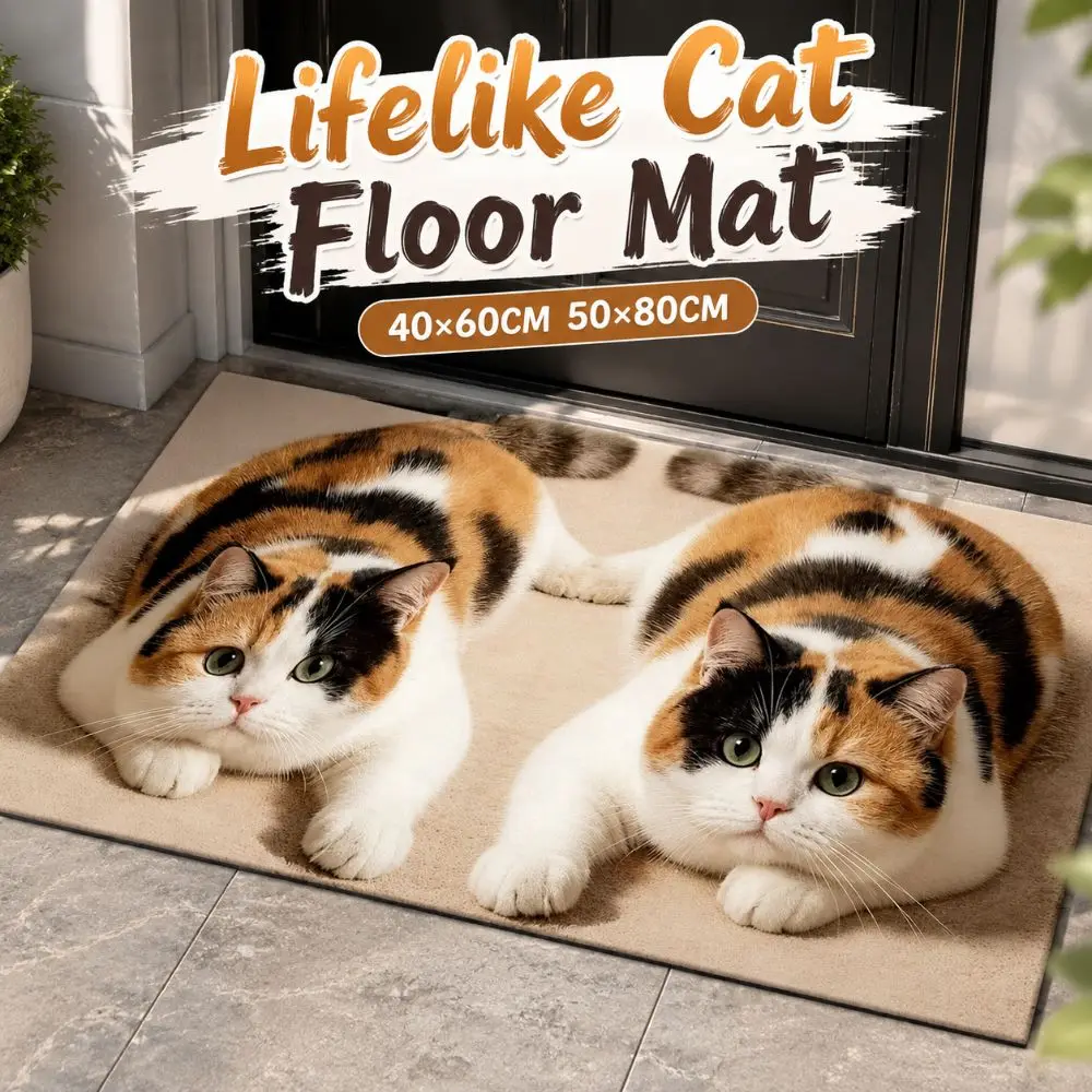 40×60CM 50×80CM Lifelike Cat Floor Mat Diatomaceous Earth Non-slip Bathroom Carpet Water-absorbing Washable Bedroom Door Rug