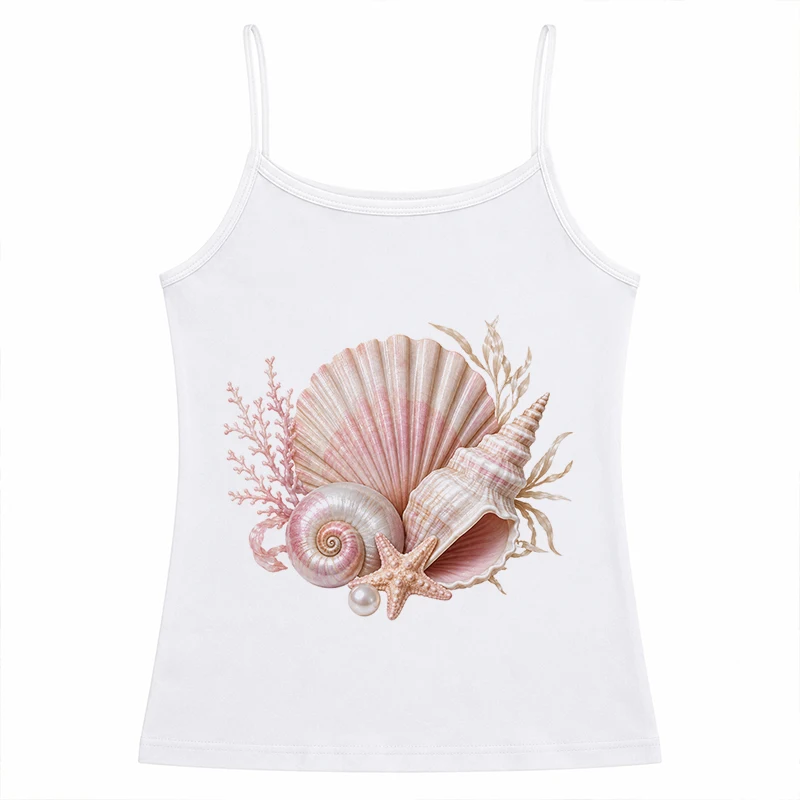 Y2k Sexy Hot Girls Print Graphics Ocean Hawaii Crop Tops Summer Fashion Punk Slim Fit Tank Top Vintage Harajuku Sleeveless Camis