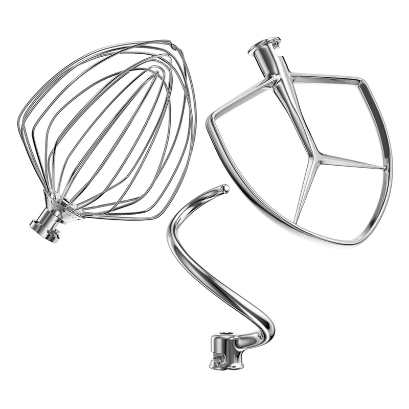 مجموعة ملحقات الخلاط ABVI-Stand (خافق مسطح، خطاف عجين، مرفق سوط سلكي) لخلاط حامل رفع كيتشن ايد وعاء 7 كوارت