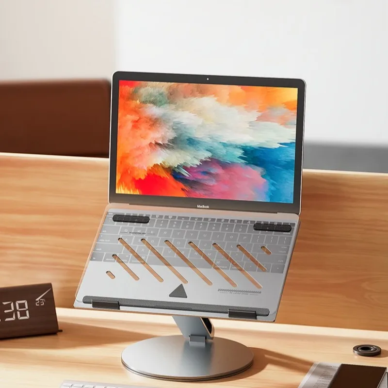 Aluminum Laptop Stand 360 Rotating Foldable Computer Riser Height Adjustable Notebook Holder for Office Home Desk Ergonomic
