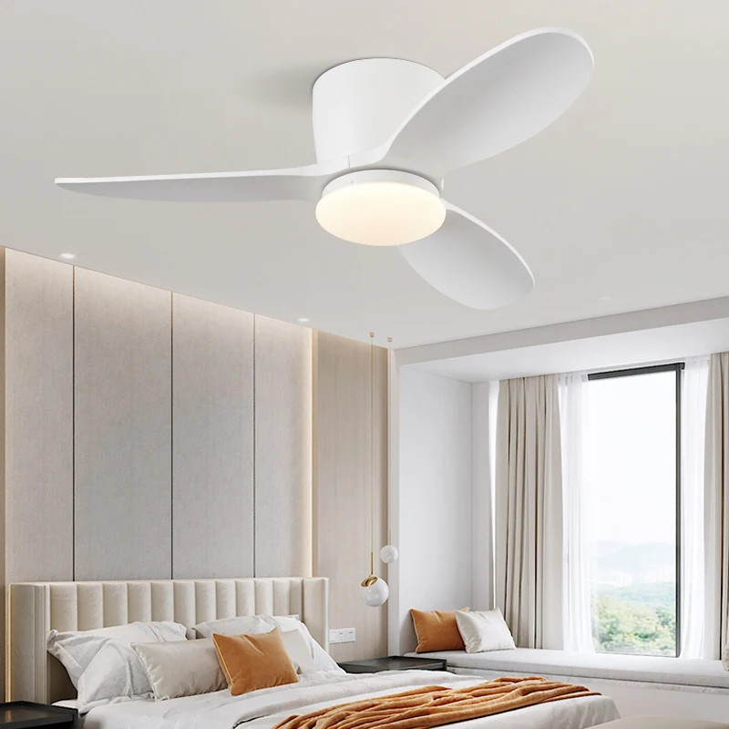 

Modern Low Floor 36 Inch Ceiling Fan Light, White, with Remote Control, Living Room, Bedroom, Dining Room, Fan Pendant Light