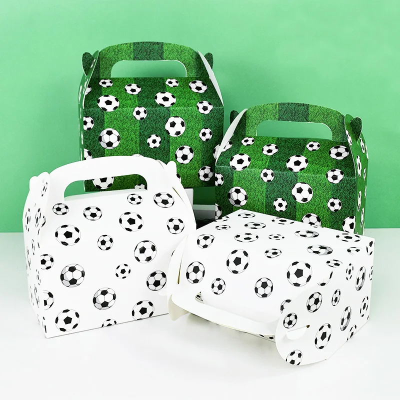 

5Pcs Football Soccer Paper Boxes Kids Boy Birthday Party Decor Baby Shower Portable Gift Chocolate Dessert Cake Packaging Box
