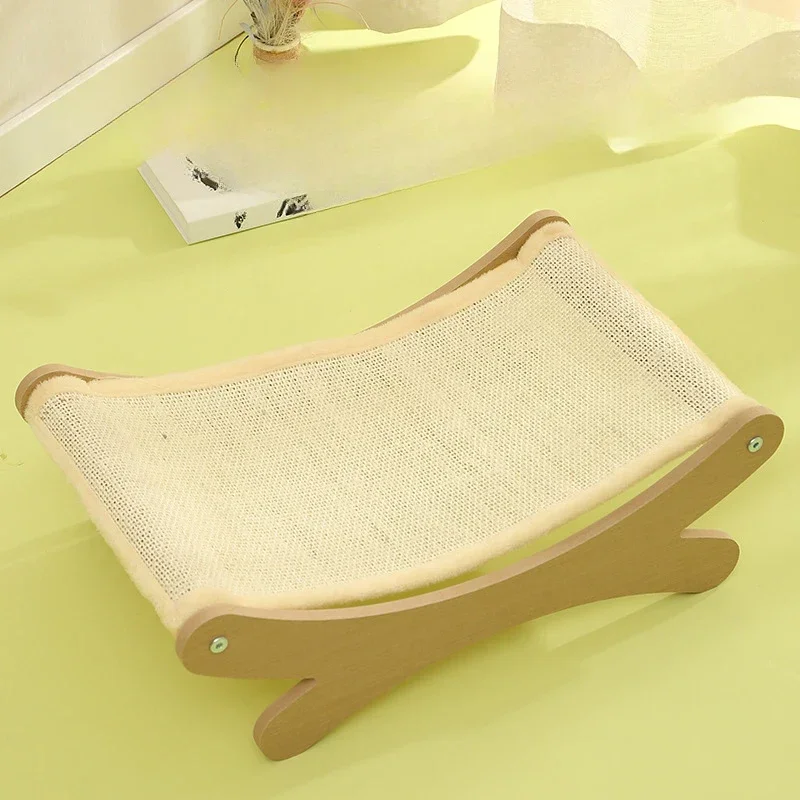 Pet Summer Rocking Chairs Beds Wood Canvas Cat Lounge Bed for Small Dogs Cats Stable Support for Indoor Pet Supplies Cat House