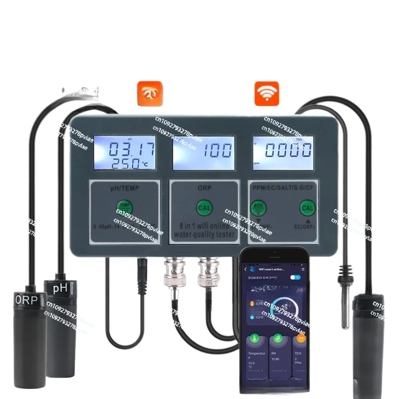 WiFi Eight-in-one Online Water Quality Detector Salinity Seawater Fish Tank Water Quality Tester