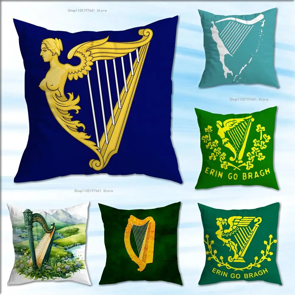 

Ireland Flag Irish Harp Erin Go Pillow Case cartoon anime peripheral Bedroom Sofa Decorative Cushion Cover Soft Cushion Cover