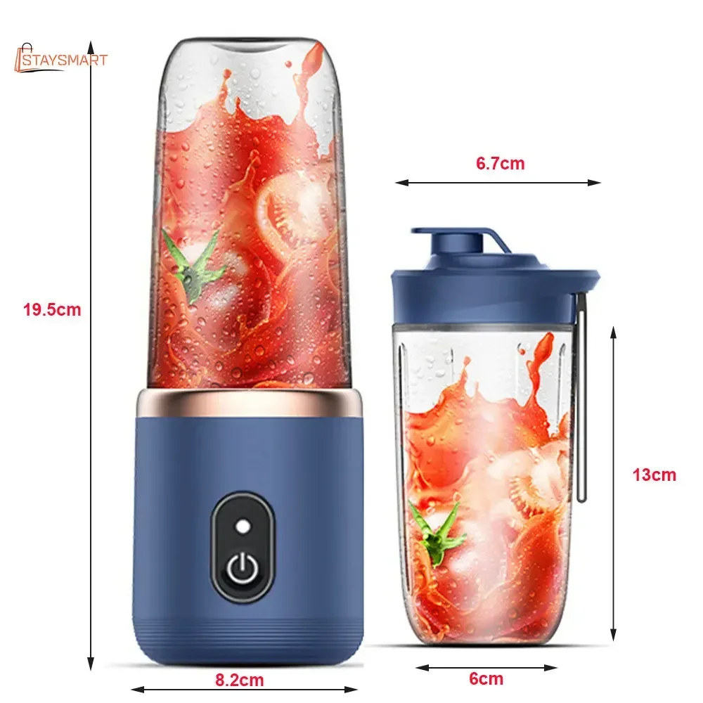 Portable Small Electric Juicer 6 Blades Juicer Cup Ice CrushCup Food Processor Fruit Juice Cup Automatic Smoothie Blender