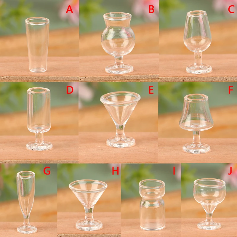 1Pc 1:12 Dollhouse Miniature Glass Cup Champagne Glass Juice Milk Tea Cup Milkshake Cup Glass Jar Home Model Decor Toy