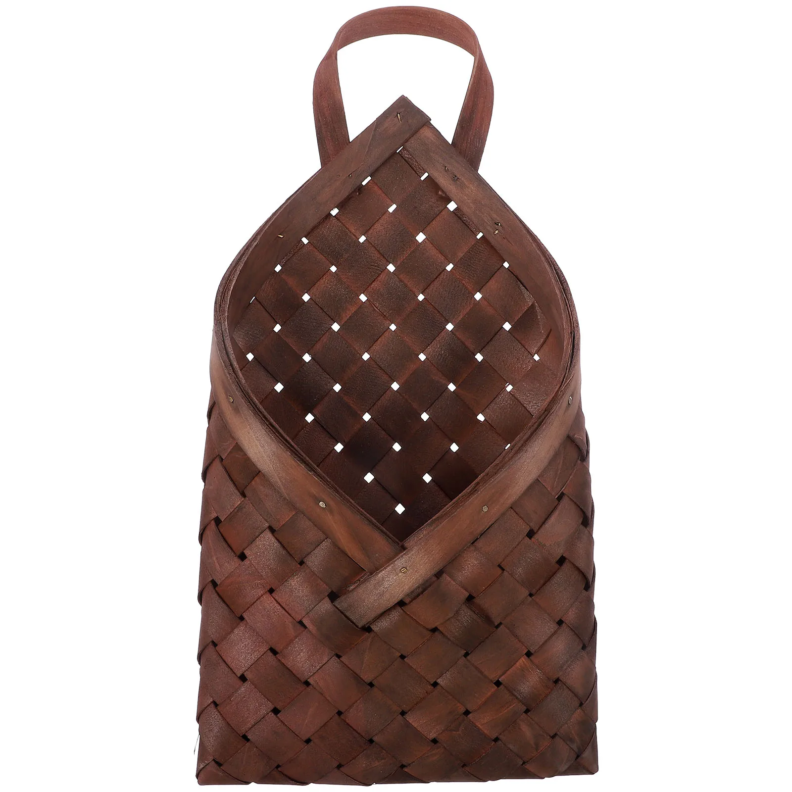 

Wall Hanging Rustic Wood Flower Planter For Kitchen Woven Basket For Storage Home Storage Organizer Hanging Garden Basket