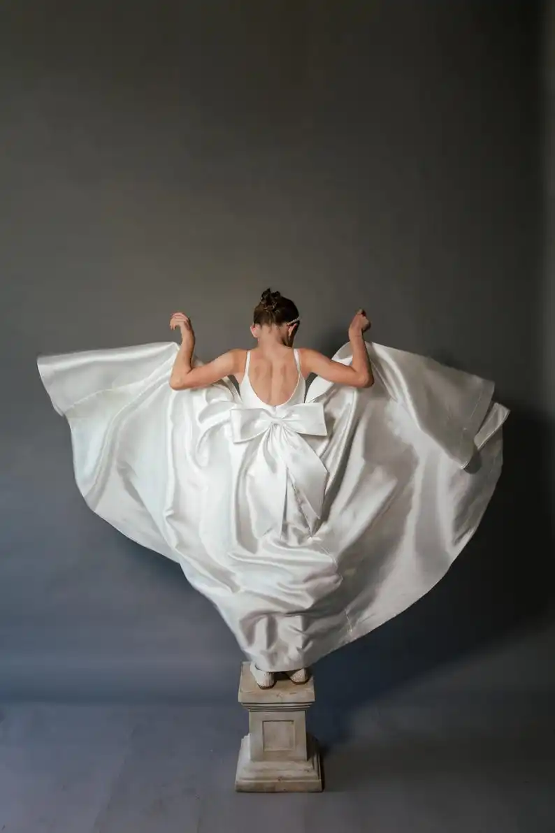 Свадебное платье цвета слоновой кости Mikado с цветочным узором для девочек, детское платье от кутюр с открытой спиной и открытой спиной, платье принцессы для дня рождения со шлейфом/бантом/кишенером