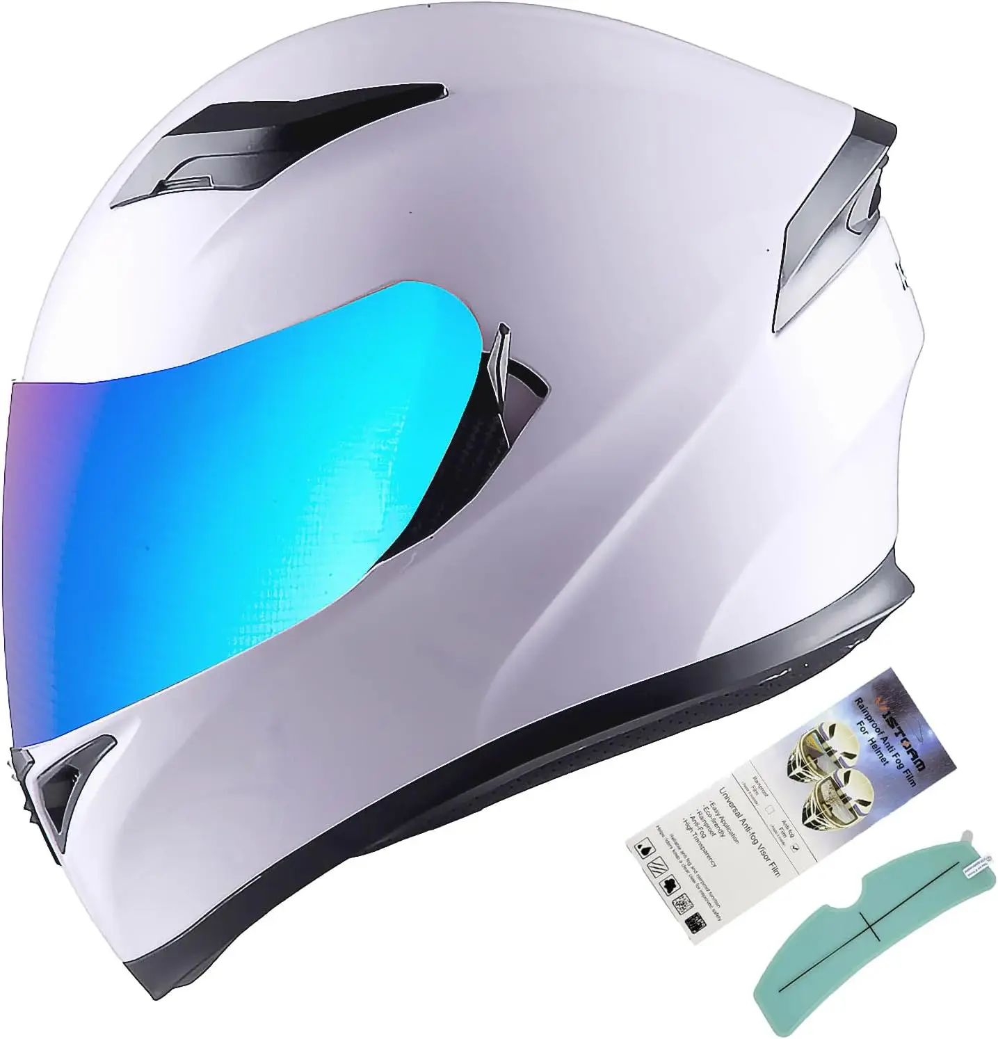 Motorcycle Street Bike Dual Visor/Sun Visor Full Face Helmet Element Silver Matt Black: HJK316