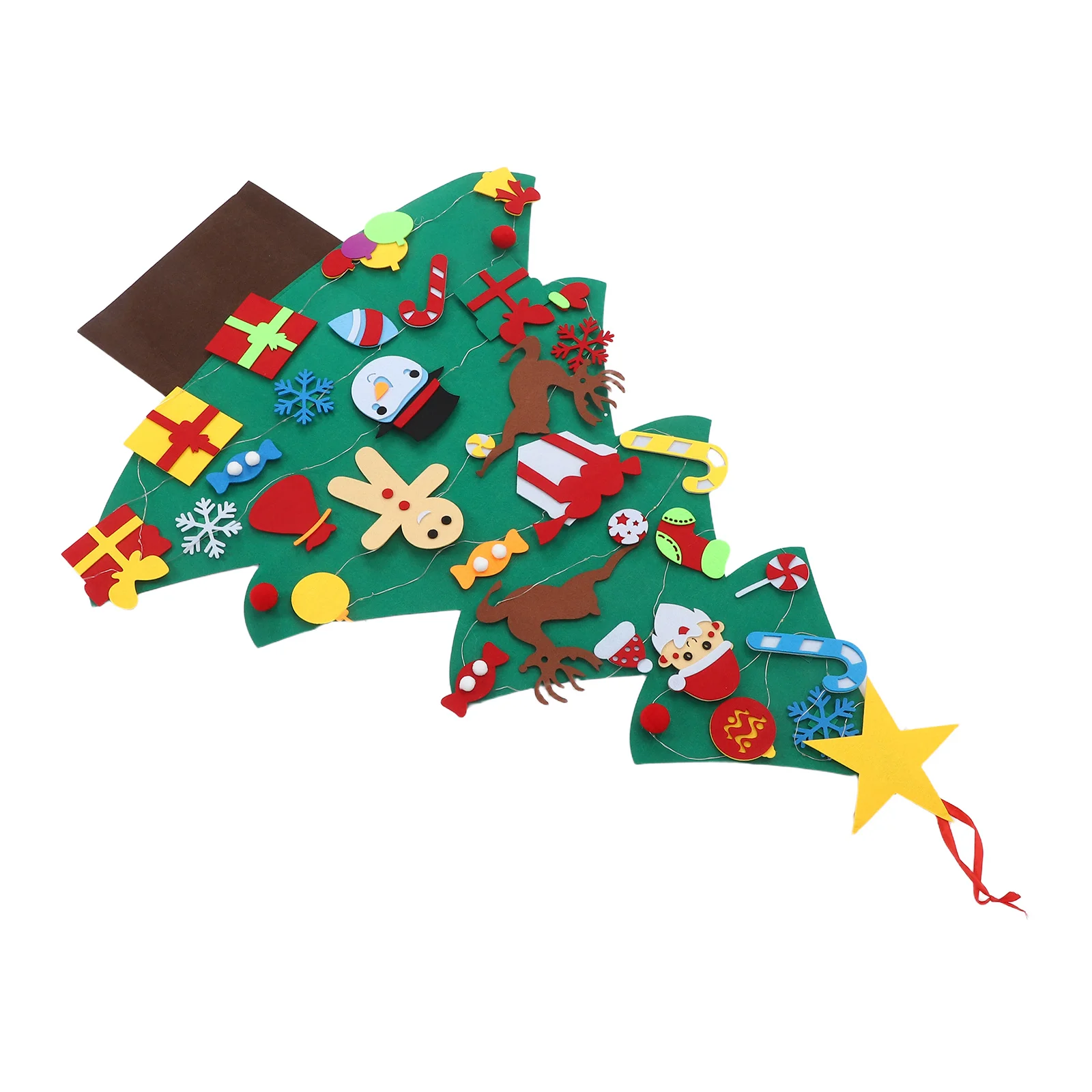 

1 set 1 Set Diy Felt Christmas Tree For Kids Oversized 3D Felt Xmas Tree With Ornaments Lights Montessori Holiday Craft Kit