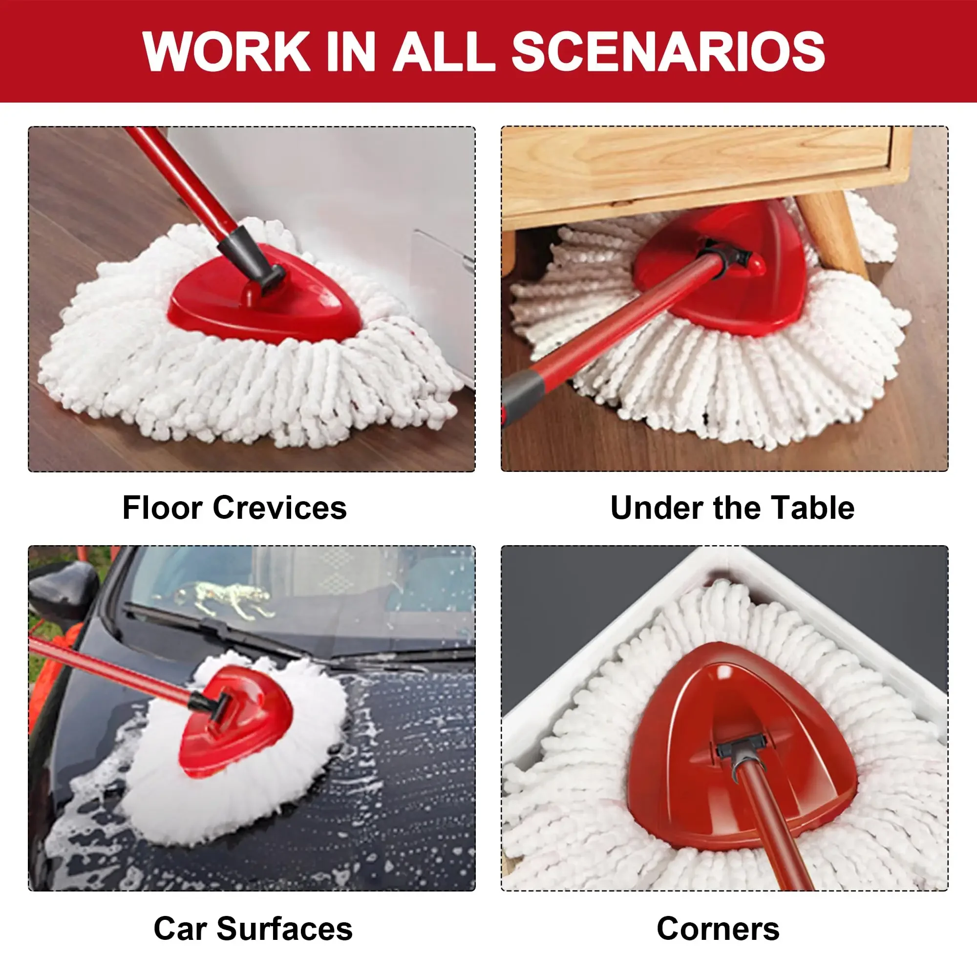 White Mop Head Cloth Replacement Microfiber Mop Refills Spin Mop Cloth Replacement Head for Vileda O-cedar Replacement Mop Heads image 4