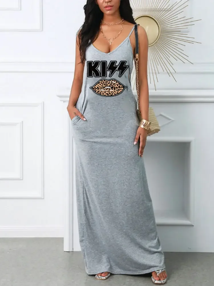 البوب المرأة الصيف مثير الحمالات فستان مُزين بطباعة جيب تي شيرت نمط فساتين صغيرة الصيف فستان فضفاض غير رسمي Vestidos #1