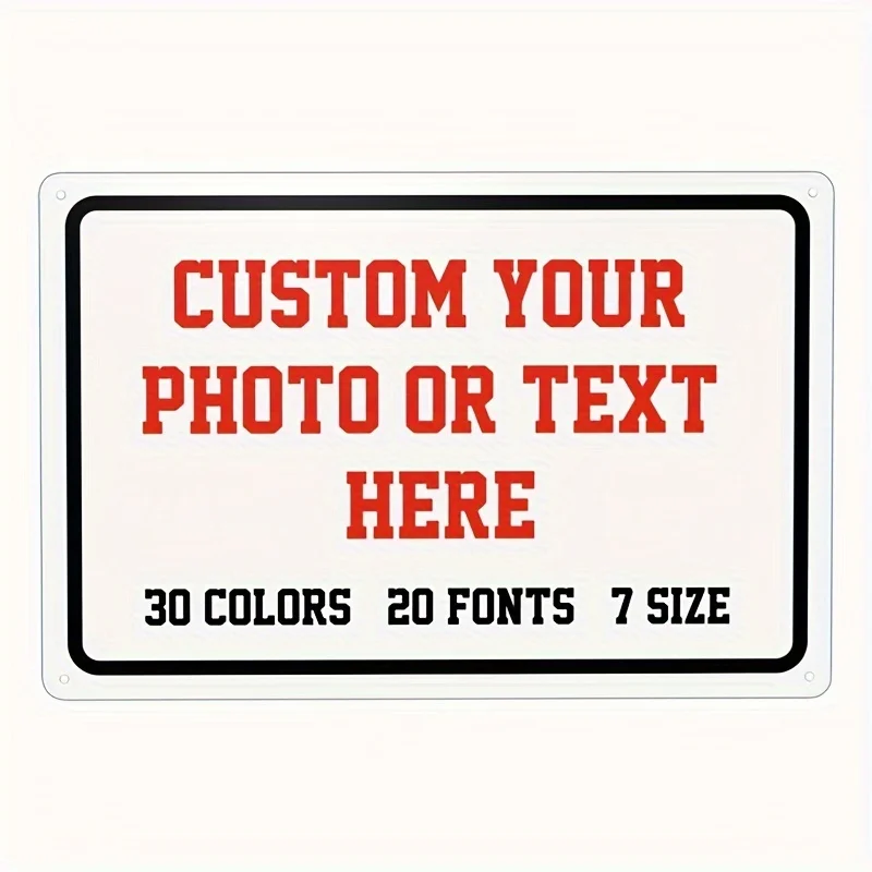 Personalized Picture Custom Metal Wall Sign 20x30cm Rectangle Tin Plaque Upload Photo Indoor Home Decor Custom Gift