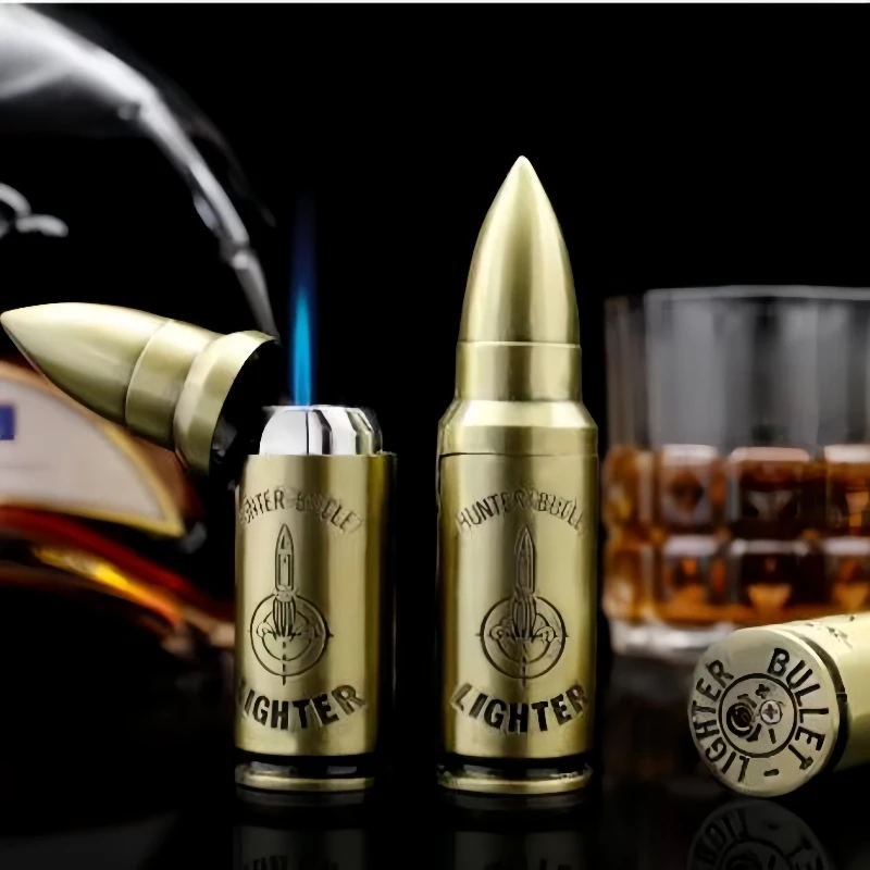 Personalized Mini Keychain Bullet-shape Metal Cigarette Lighter Refillable Butane Gas Lighter Cool Lighter Smoking Accessories