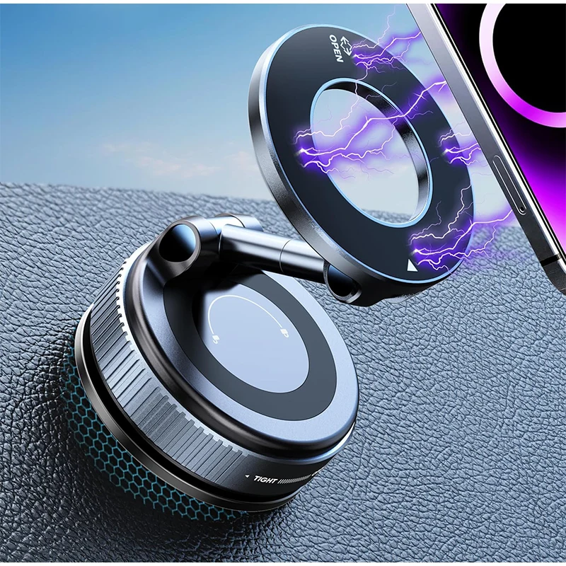 Foldable Magnetic Phone Holder for Car Vacuum Suction Cup Mount with 360° Swivel Pocket Size Universal Stand for Dashboard